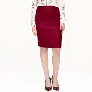 NWT J.Crew No. 2 Bi-Stretch Cotton Pencil Skirt Ruby Red Size 00